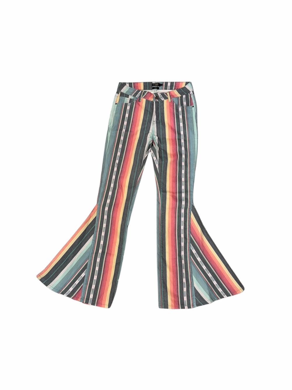 L&B Lucky & Blessed Multicolor Striped Bell Bottoms Flare Jeans